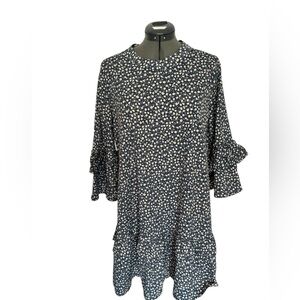 Vintage Floral Cottage Core Dress ~Tunic bell ruffled ~Above knee - Sz M